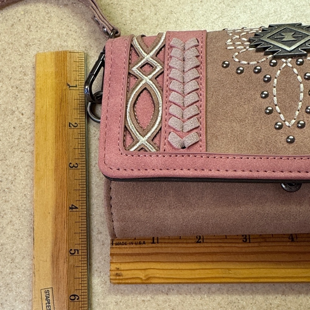 Montana West Pink and Brown Women's wristlet wallet RFID protected - Picture 7 of 16